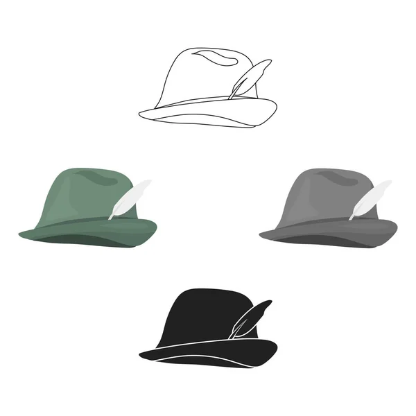 Icône tyrolienne en dessin animé, style noir isolé sur fond blanc. Illustration vectorielle du symbole de chasse . — Image vectorielle