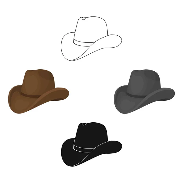 Cowboy hatt ikon i tecknad, svart stil isolerad på vit bakgrund. Rodeo symbol Stock vektor illustration. — Stock vektor