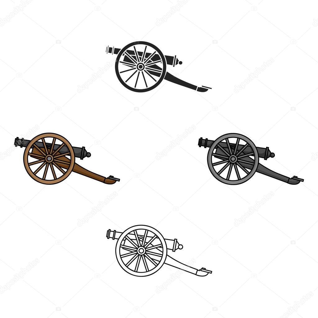 Cannon icon in cartoon,black style isolated on white background. Museum symbol stock vector illustration.