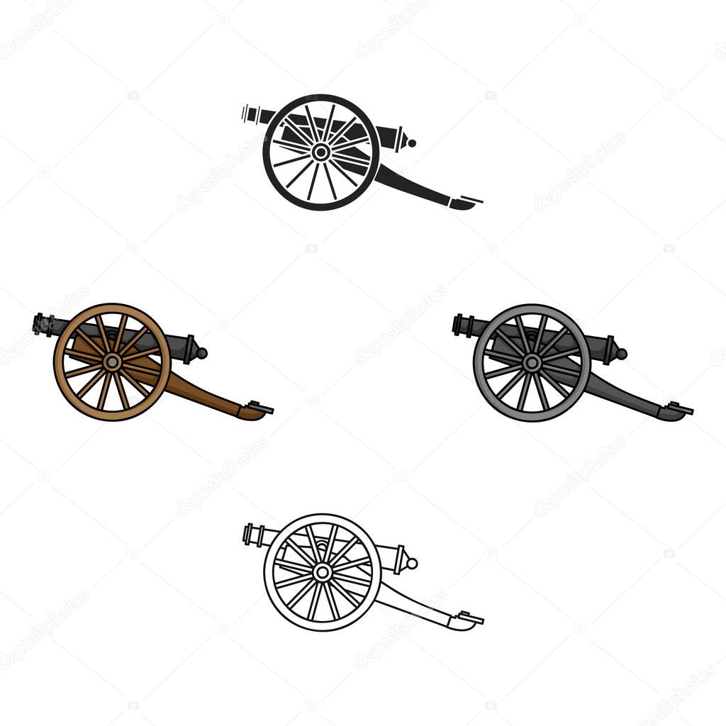 Cannon icon in cartoon,black style isolated on white background. Museum symbol vector illustration.