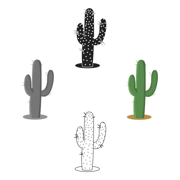 Cactus ícone dos desenhos animados, preto. Singe ícone ocidental dos desenhos animados oeste selvagem, preto . — Vetor de Stock