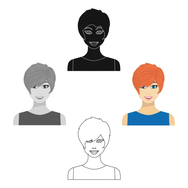 Readhead Frau Symbol in Cartoon, schwarzer Stil isoliert auf weißem Hintergrund. Frau Symbol Aktienvektor Illustration. — Stockvektor