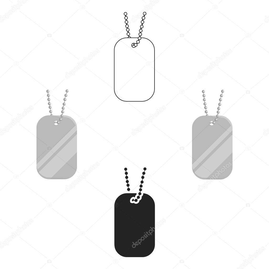 Metal tags hanging on a chain icon cartoon,black. Single weapon icon from the big ammunitio, arms cartoon,black.