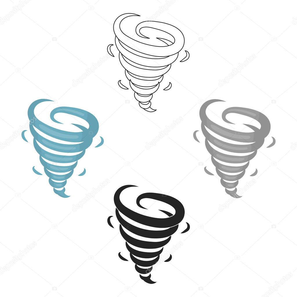 Tornado icon in cartoon,black style isolated on white background. Weather symbol stock vector illustration.