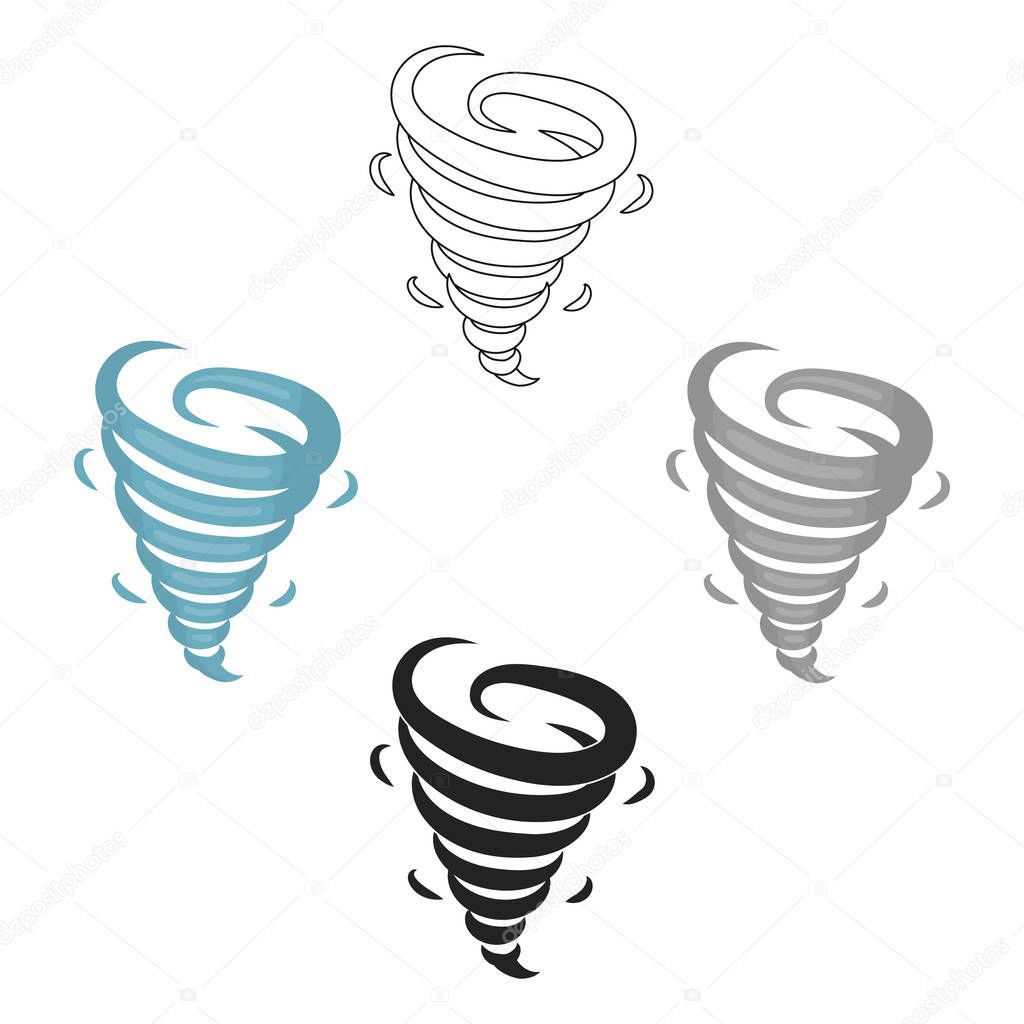 Tornado icon in cartoon,black style isolated on white background. Weather symbol vector illustration.