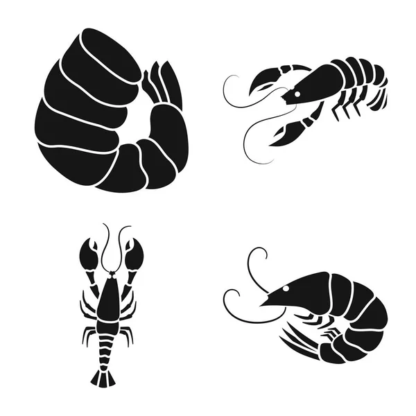 Векторна ілюстрація знаку м'яса та делікатесу. Збірка символів м'яса та крабів для Інтернету . — стоковий вектор
