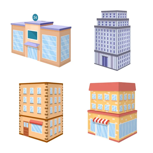 Vector illustratie van stad en build teken. Collectie van stad en appartement voorraad symbool voor web. — Stockvector