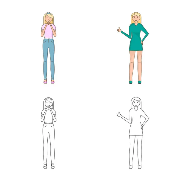 Ilustração vetorial da postura e do logotipo do humor. Conjunto de postura e ilustração vetorial feminina . —  Vetores de Stock