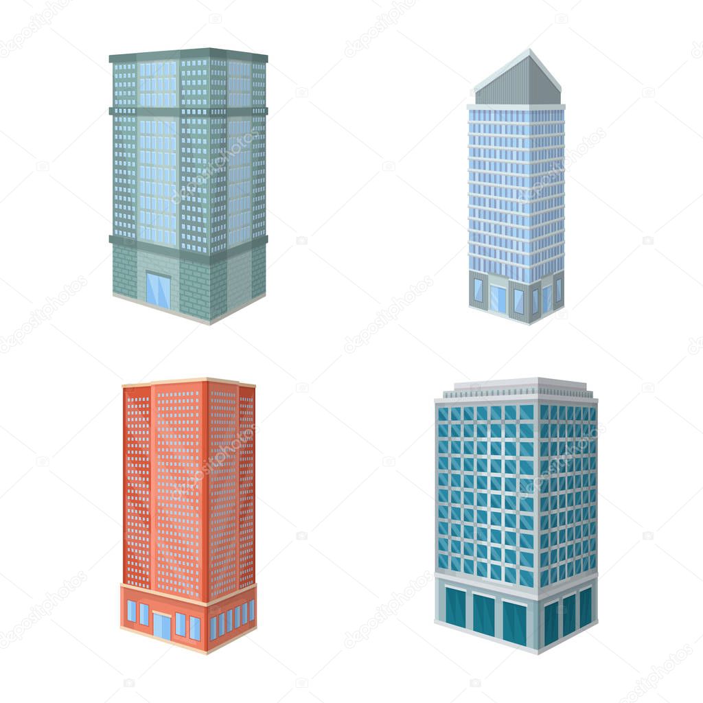 Isolated object of city and build icon. Collection of city and apartment vector icon for stock.