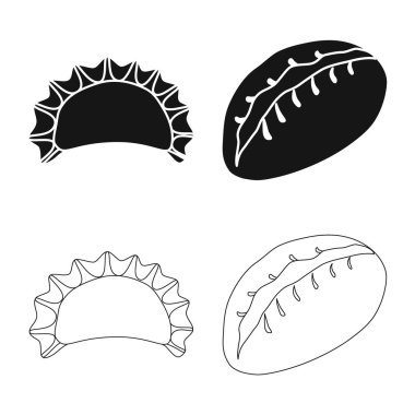 Ürün ve pişirme işareti vektör Illustration. Ürünler ve web için hisse senedi simgesi meze koleksiyonu.