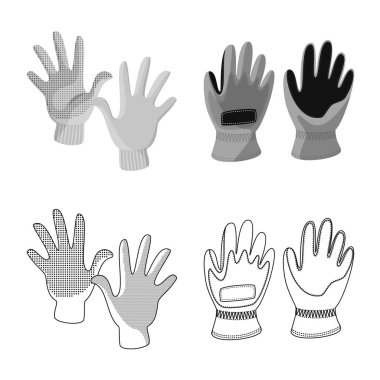 Vektör tasarımı siluet ve güvenlik sembolü. Hisse senedi için konfor ve siluet vektör simge topluluğu.