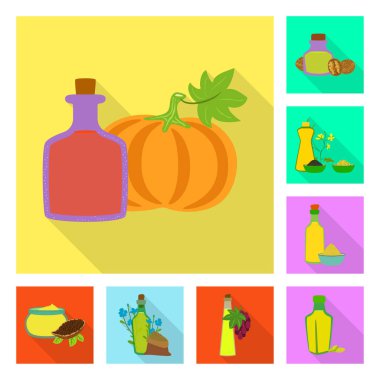 Şişe ve cam sembolü yalıtılmış nesne. Şişe ve tarım hisse senedi vektör çizim topluluğu.