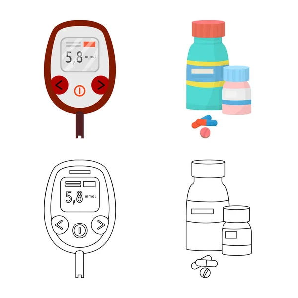 식이 요법과 치료 로고의 벡터 그림입니다. 주식에 대 한 식이 요법과 약 벡터 아이콘의 컬렉션. — 스톡 벡터
