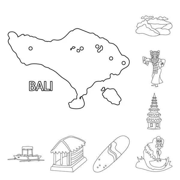 Objek yang terisolasi dari ikon Bali dan Karibia. Set dari Bali dan geografi vektor ikon untuk stok . - Stok Vektor