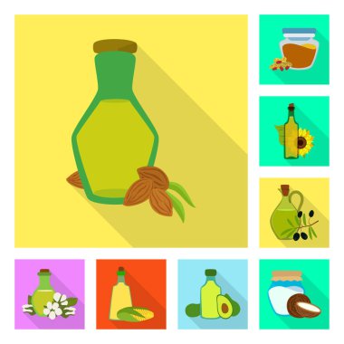 Şişe ve cam simge vektör tasarımı. Web için şişe ve tarım hisse senedi simgesi kümesi.