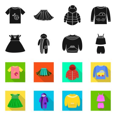 Moda ve giysi simge vektör tasarımı. Hisse senedi için moda ve pamuk vektör simge topluluğu.