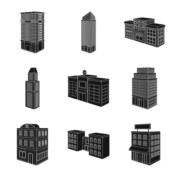 Ilustración vectorial de la arquitectura y el signo inmobiliario. Colección de arquitectura e ilustración del vector de stock de construcción . — Archivo Imágenes Vectoriales