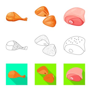 Ürün ve kümes hayvanları işareti yalıtılmış nesne. Hisse senedi için ürün ve tarım vektör simge topluluğu.