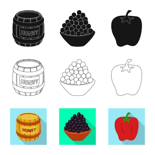 Ilustração vetorial do gosto e símbolo do produto. Conjunto de sabor e ícone vetor de cozinha para estoque . — Vetor de Stock