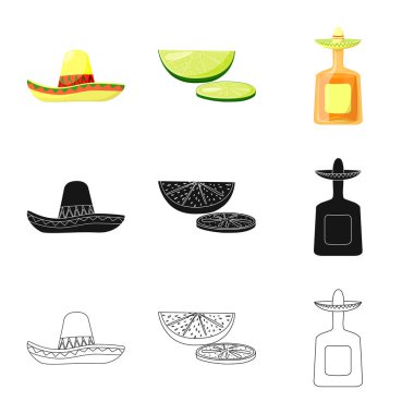 Kafe ve Latin işareti yalıtılmış nesne. Kafe ve hisse senedi için ulusal vektör simge kümesi.