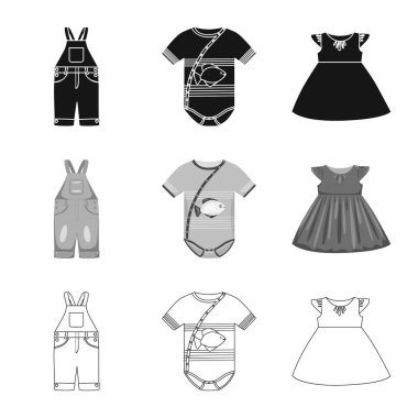 Moda ve giysi simge vektör Illustration. Hisse senedi için moda ve pamuk vektör simge kümesi.