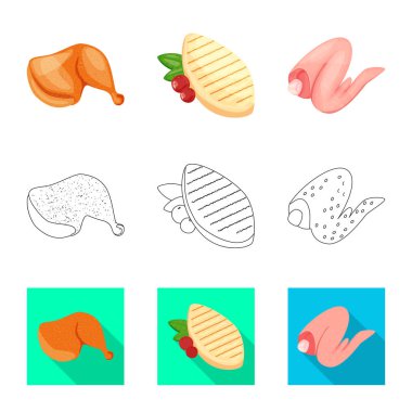 Ürün ve kümes hayvanları simge vektör tasarımı. Hisse senedi için ürün ve tarım vektör simge topluluğu.