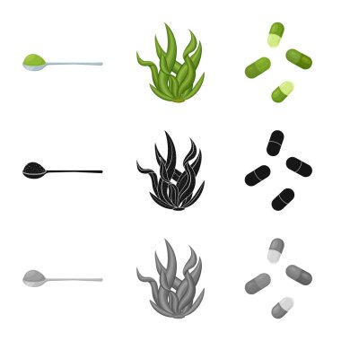 Protein ve deniz işareti vektör tasarımı. Protein ve doğal hisse senedi vektör çizim koleksiyonu.