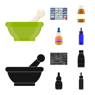 Perakende ve sağlık simge vektör Illustration. Web için perakende ve sağlık hisse senedi simgesi kümesi.