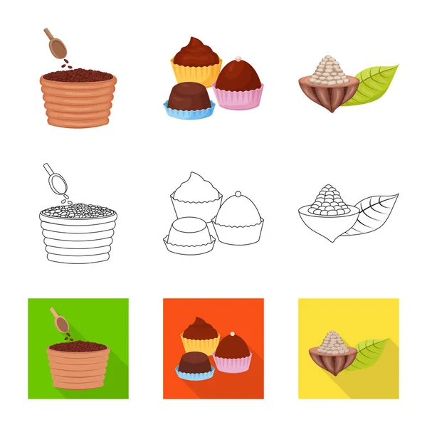 Ilustración vectorial de comida y símbolo delicioso. Colección de alimentos y vector marrón icono para stock . — Vector de stock