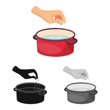 Güveç ve su logosu izole nesne. Web için güveç ve kol stok sembolü seti.