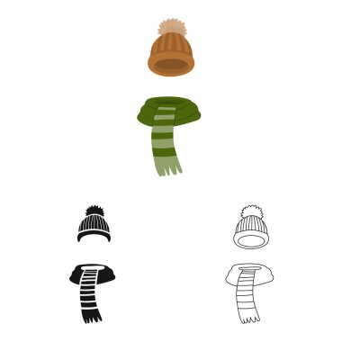 Bere ve eşarp sembolü vektör tasarımı. Stok için bere ve kap vektör simgesi koleksiyonu.