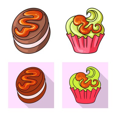 Şekerleme ve mutfak simgesi yalıtılmış nesne. Şekerlemeler ve ürün stok vektör çizim.