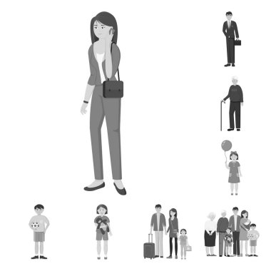 Yüz ve portre işareti vektör Illustration. Yüz ve web için mutlu hisse senedi simgesi toplama.