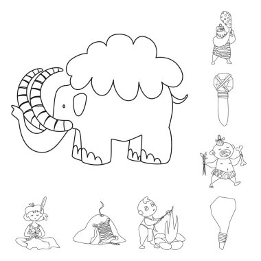 İlkel ve Arkeoloji simge vektör Illustration. İlkel topluluğu ve hisse senedi için geçmiş vektör simgesi.