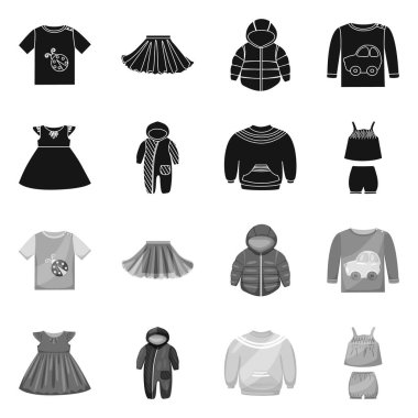 İşareti moda ve giysi tasarımı vektör. Web için moda ve pamuk hisse senedi simgesi kümesi.