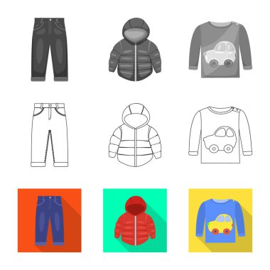 Moda ve giysi logo yalıtılmış nesne. Web için moda ve pamuk hisse senedi simgesi kümesi.