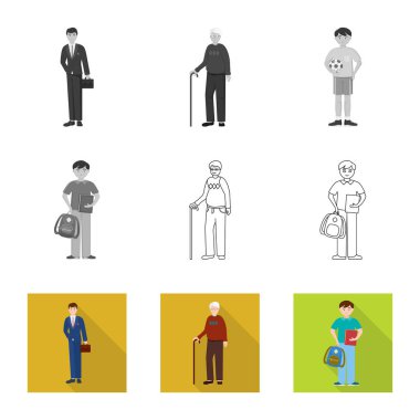 Karakter ve avatar simge vektör tasarımı. Karakter ve portre hisse senedi simgesi için web topluluğu.