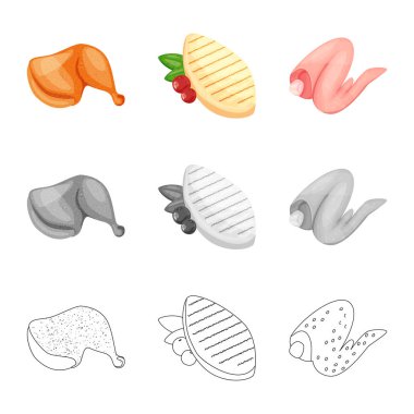 Ürün ve kümes hayvanları sembolü yalıtılmış nesne. Ürün ve tarım hisse senedi vektör çizim seti.