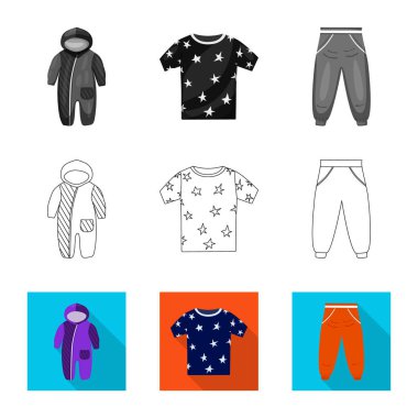 Moda ve giysi işareti yalıtılmış nesne. Web için moda ve pamuk hisse senedi simgesi kümesi.