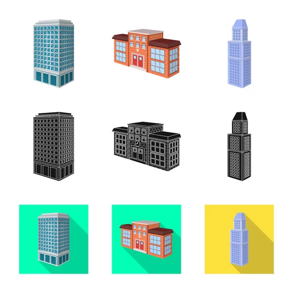 Illustrazione vettoriale dell'icona della costruzione e dell'edificio. Raccolta di icone vettoriali di costruzione e proprietà per magazzino . — Vettoriale Stock