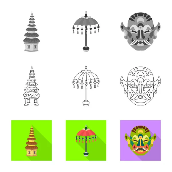 Diseño vectorial y logotipo de viaje. Conjunto de iconos vectoriales tradicionales para stock . — Vector de stock