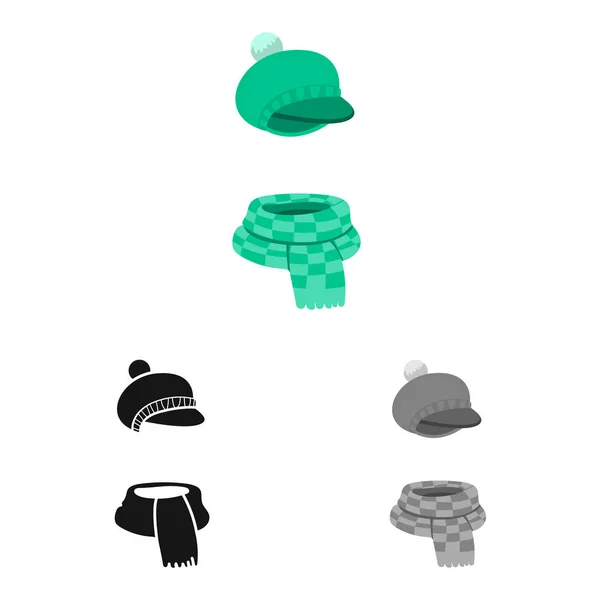 Vektor-Illustration von Hut und Schal-Symbol. Sammlung von Hut und grünem Aktiensymbol für das Web. — Stockvektor
