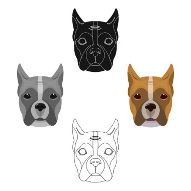 Bir köpek, bir boksör türü. Karikatür bir boksör tek simge Namlu, siyah tarzı vektör sembolü stok illüstrasyon web.