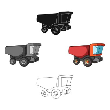 Büyük ön camlı kamyon. Kesme tesisleri için Tarım Makinası. Karikatür Tarım Makine tek simge, siyah tarzı vektör sembolü stok web illüstrasyon.