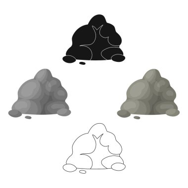 Küçük gri slayt. Çok sayıda küçük taştan oluşan bir dağ. Karikatür farklı dağlar tek simge, siyah tarzı vektör sembolü stok illüstrasyon.