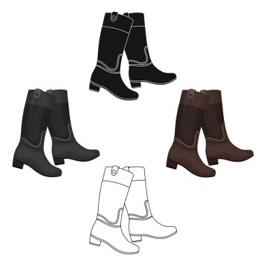 Karikatür jokey yüksek çizmeler simgesi, siyah tarzı beyaz arka plan üzerinde izole. Hipodrom ve at sembolü stok vektör illüstrasyon.