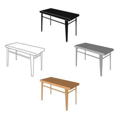 Tahta, yemek masası. Mobilya ve dahili tek simge karikatür, siyah stil Isometric vektör sembolü stok illüstrasyon ağı.