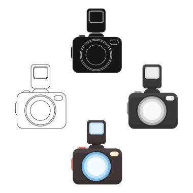 Fotoğraf kamera simgesi, web ve mobil için vektör çizim