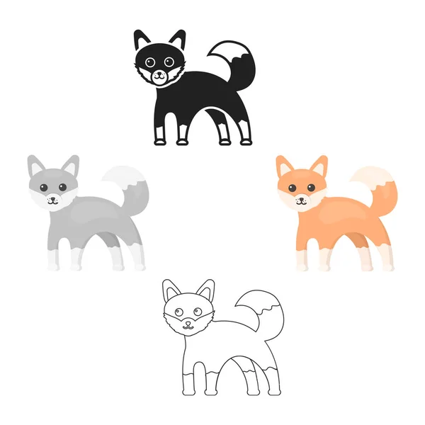 Ikona Fox kreslená, černá. Singe zvířecí ikona od velkých zvířat kreslených, černých. — Stockový vektor