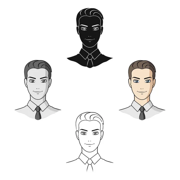 Avatar d'un homme en chemise.Avatar et visage icône unique dans la bande dessinée, illustration vectorielle de style noir symbole stock . — Image vectorielle